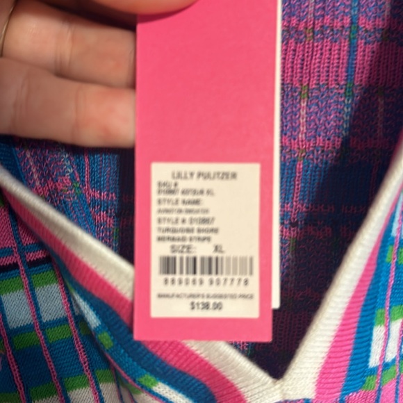 BNWT Lilly Pulitzer Sz XL Avington Sweater - Turquoise Shore Mermaid Stripe - Picture 5 of 5